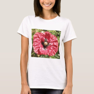 rode papaverblaasjes Macro Damt Shirt