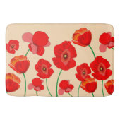 Rode papaverbloem op beige achtergrond badmat (Voorkant)