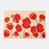 Rode papaverbloem op beige achtergrond deurmat (Voorkant)