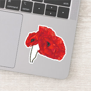 Rode papaverbloem sticker