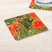 Rode papaverbloemen, aangepaste Onderzetters (Schuin)