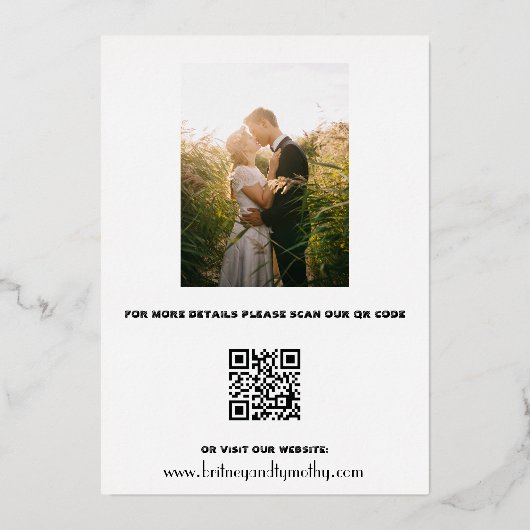 Rode papavers bloemenfoto QR code bruiloft Folie Uitnodiging (Achterkant)