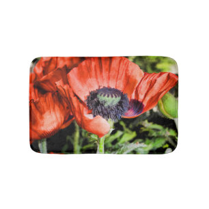Rode papavers en bloemen Flora Foto Bath Mat