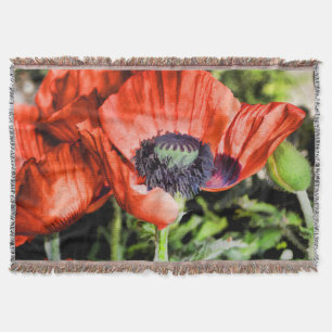 Rode papavers en zeelieden bloemen Flora Art Gifts Deken
