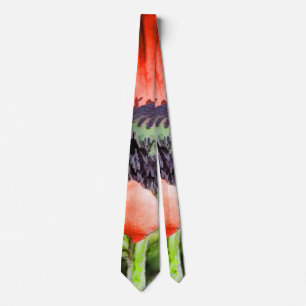 Rode papavers en zeelieden bloemen Flora Art Gifts Stropdas