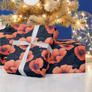Rode papavers met een donkere achtergrond cadeaupapier