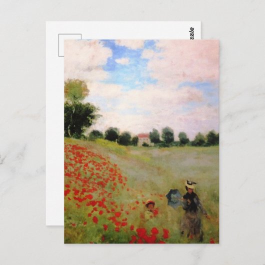 Rode papavers van Monet - papavervrije veldparasol Briefkaart (Voorkant / Achterkant)