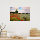 Rode papavers van Monet - papavervrije veldparasol Poster (Keuken)