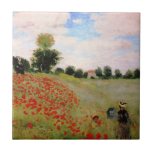 Rode papavers van Monet - papavervrije veldparasol Tegeltje