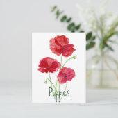 Rode papavers - Waterverf Briefkaart (Staand voorkant)