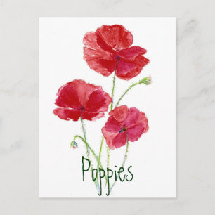 Rode papavers - Waterverf Briefkaart