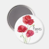Rode papavers - Waterverf Magneet (Voorkant / Achterkant)