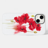 Rode papaverschilderij op wit Case-Mate iPhone case (Achterkant (horizontaal))