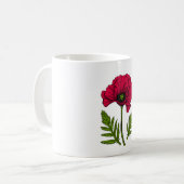 Rode papavertekening 3 koffiemok (Voorkant links)