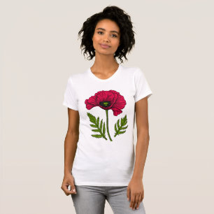 Rode papavertekening 3 t-shirt