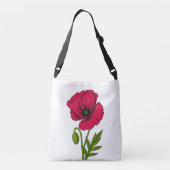 Rode papavertekening crossbody tas (Achterkant)