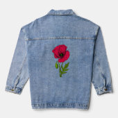 Rode papavertekening denim jacket (Achterkant)