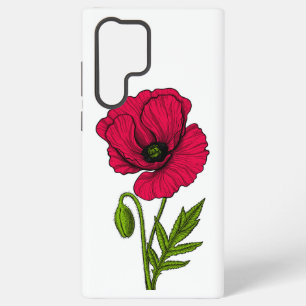 Rode papavertekening samsung galaxy hoesje