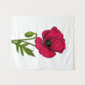 Rode papavertekening wandkleed (Voorkant (horizontaal))