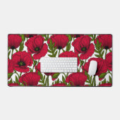 Rode papavertuin 2 bureaumat (Keyboard & Muis)