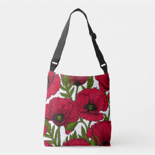 Rode papavertuin 2 crossbody tas