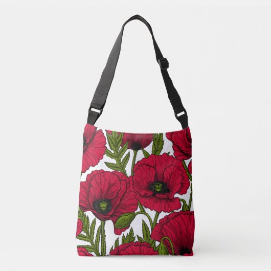 Rode papavertuin 2 crossbody tas (Voorkant)