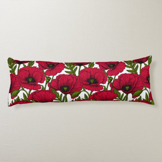 Rode papavertuin 2 lichaamskussen (Achterkant)