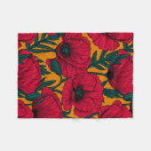 Rode papavertuin fleece deken (Voorkant (Horizontaal))