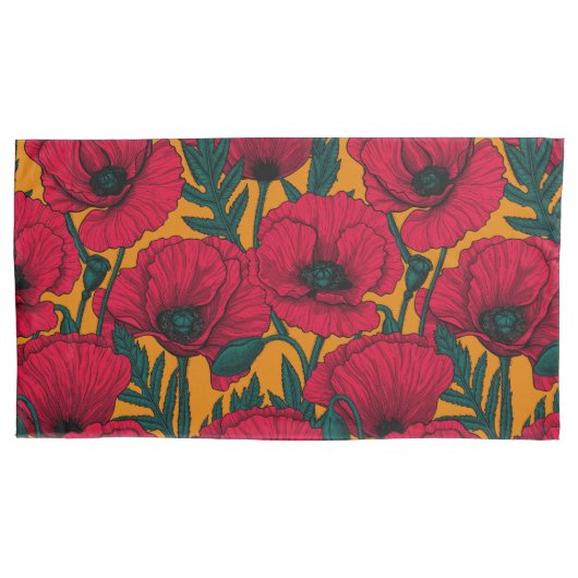 Rode papavertuin kussensloop (Voorkant-Links)
