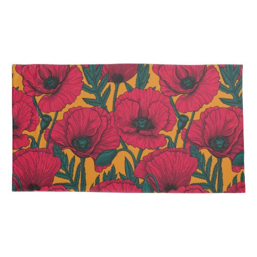 Rode papavertuin kussensloop (Achterkant-Links)