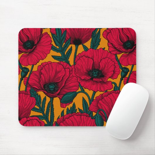 Rode papavertuin muismat (Met muis)