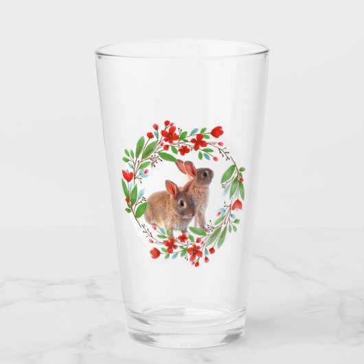 Rode papegaaien met bunny Rabbits Pasen Glas (Voorkant)