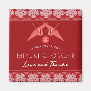 Rode Papier Kranen Sakura Aziatische Bruiloft Part Magneet