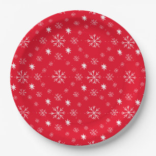 Rode Papieren Bord Met Witte Sneeuwvlokken