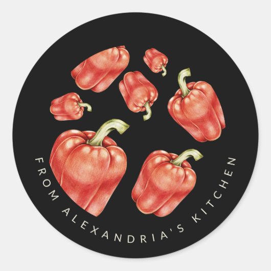 Rode paprika's | Aangepast vanuit de keuken van Ronde Sticker (Voorkant)