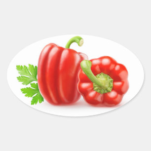 Rode paprika's ovale sticker