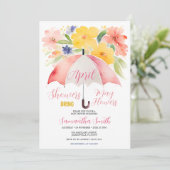 Rode Paraplu April Buien Brengen Mei Bloemen Kaart (Staand voorkant)