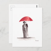 Rode paraplu briefkaart (Voorkant / Achterkant)