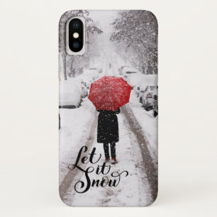 Rode paraplu in Winter Wonderland - Laat het sneeu iPhone X Hoesje