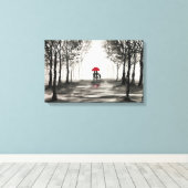 Rode paraplu liefdespaar Canvas kunst (Insitu (Houten vloer))