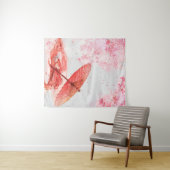 Rode paraplu tapijt wandkleed (In Situ (horizontaal))