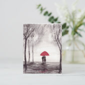 Rode paraplu's bruiloft briefkaart (Staand voorkant)