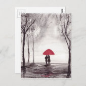 Rode paraplu's bruiloft briefkaart (Voorkant / Achterkant)