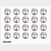 Rode paraplu's bruiloft ronde sticker (Vel)