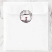 Rode paraplu's bruiloft ronde sticker (Tas)