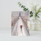 Rode paraplu's liefdespaar briefkaart (Staand voorkant)