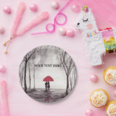 Rode paraplu's  papieren bordje (Feest)