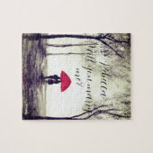 Rode paraplu's waterverf bruiloft jigsa legpuzzel (Horizontaal)