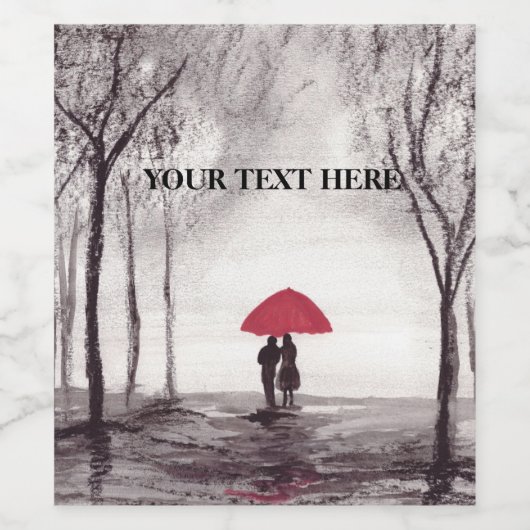 Rode paraplu's wijn etiket (Enkel label)