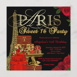 Rode Paris Sweet 16 Feest Kaart